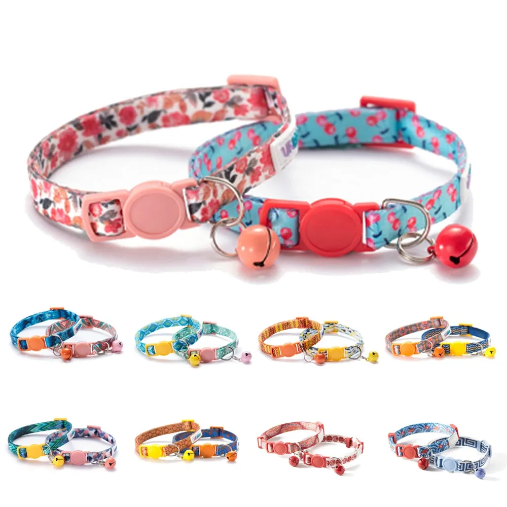 2 Pack Cat Collar with Bell Adjustable for Puppy Kittens Necklace Cat Accessories Collar