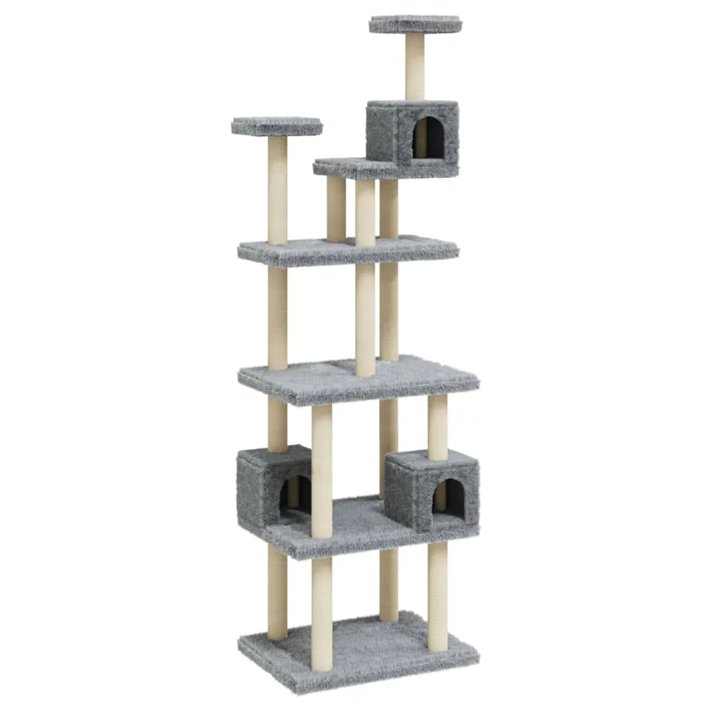 vidaXL Cat Tree with Sisal Scratching Posts Light Grey 188 cm